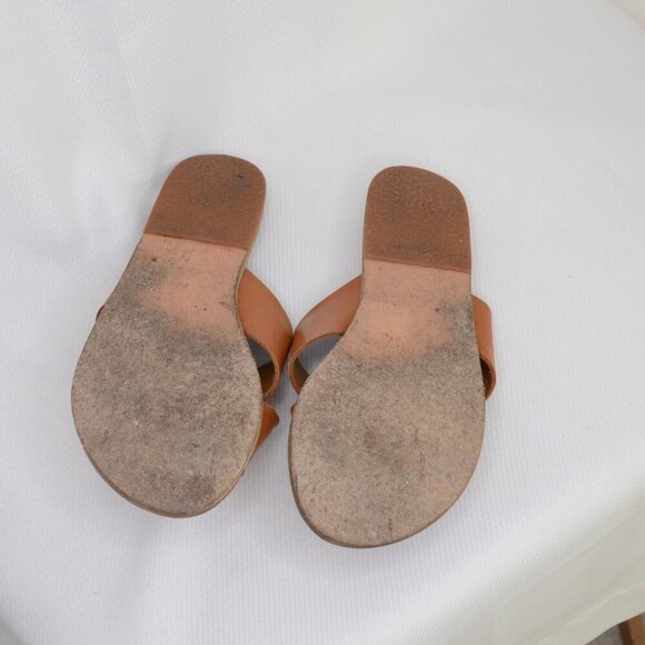 Ancient Greek Sandals Thais Tan Leather Slides Sz 8 - Picture 6 of 7